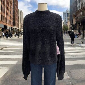 Wild Fable Black Sparkle Fuzzy Knit Sweater M Long Sleeve Cozy Glam Party Casual